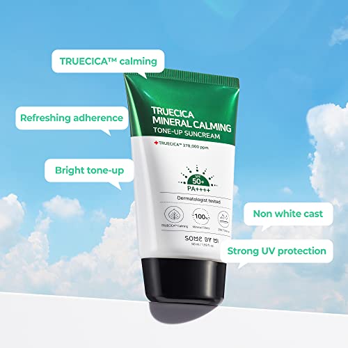Some By Mi Truecica Mineral Calming Tone-Up Suncream SPF50+, Pa++++ | 50ml | Brightening & Calming Effect | Mild Sun & UV Protection Sunscreen For Sensitive Skin|B099R7V2LP