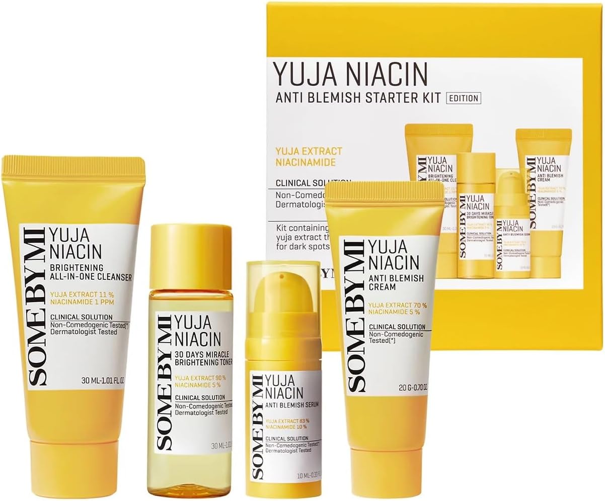 SOME BY MI Yuja Niacin Anti-Blemish Starter Kit: 4-Piece Brightening Travel Set