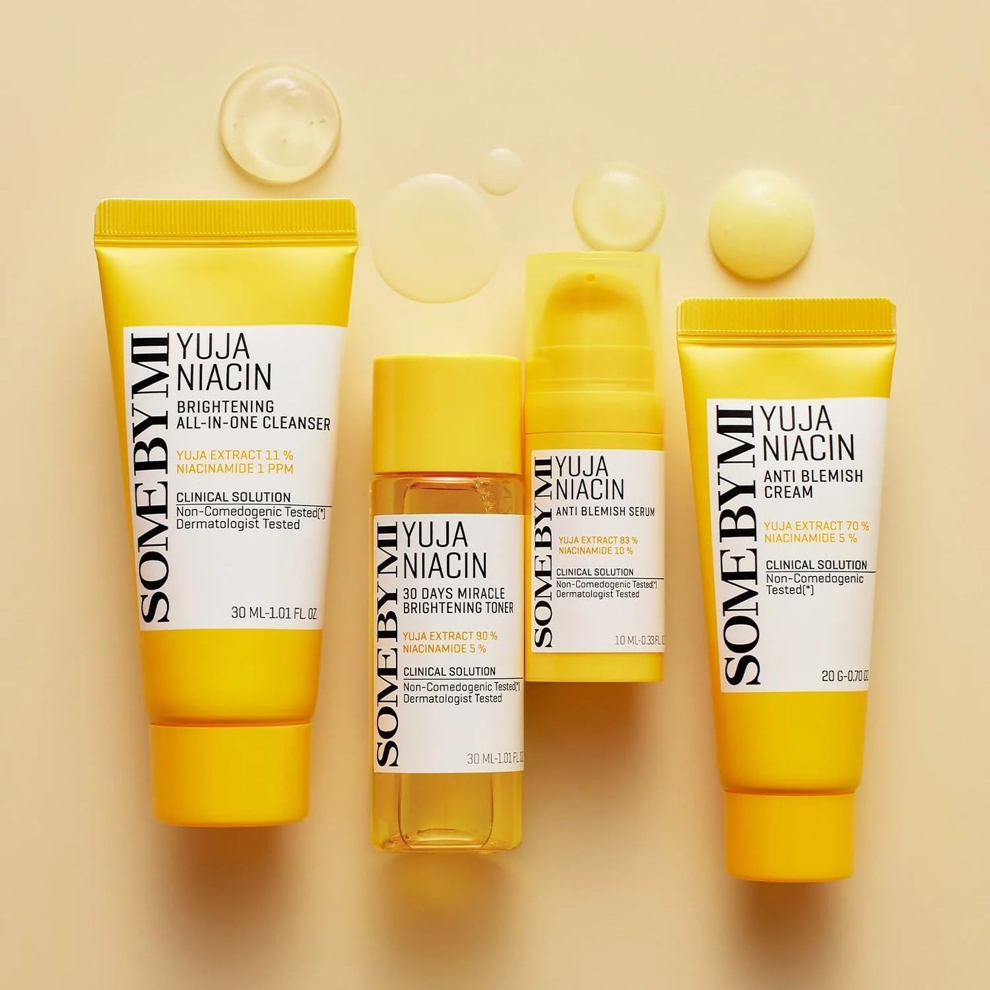 SOME BY MI Yuja Niacin Anti-Blemish Starter Kit: 4-Piece Brightening Travel Set