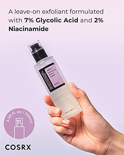 COSRX AHA 7 Whitehead Power Liquid, 3.38 fl.oz / 100ml, Whitehead Remover, Glycolic Acid 7%, AHA Exfoliant, Pore Minimizer, Korean Skin Care, Animal Testing Free, Paraben Free|B07N81CDCN