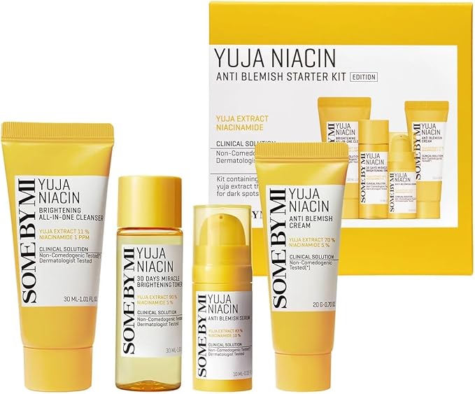 SOME BY MI Yuja Niacin Anti-Blemish Starter Kit: 4-Piece Brightening Travel Set