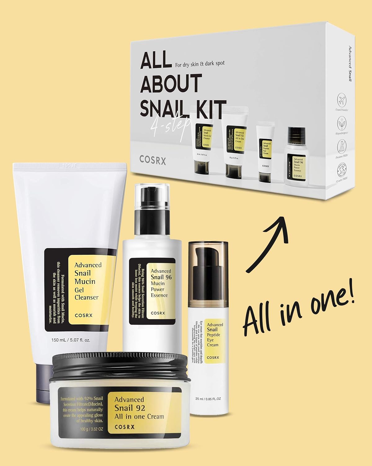 COSRX Snail Secretion Filtrate Skincare Kit: Rejuvenate, Hydrate, and Glow Set